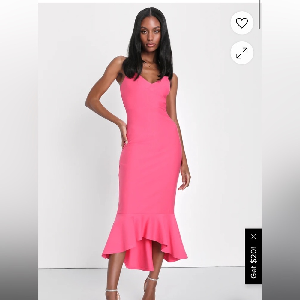 Stun Like Me Hot Pink Bodycon Trumpet Hem Midi Dress